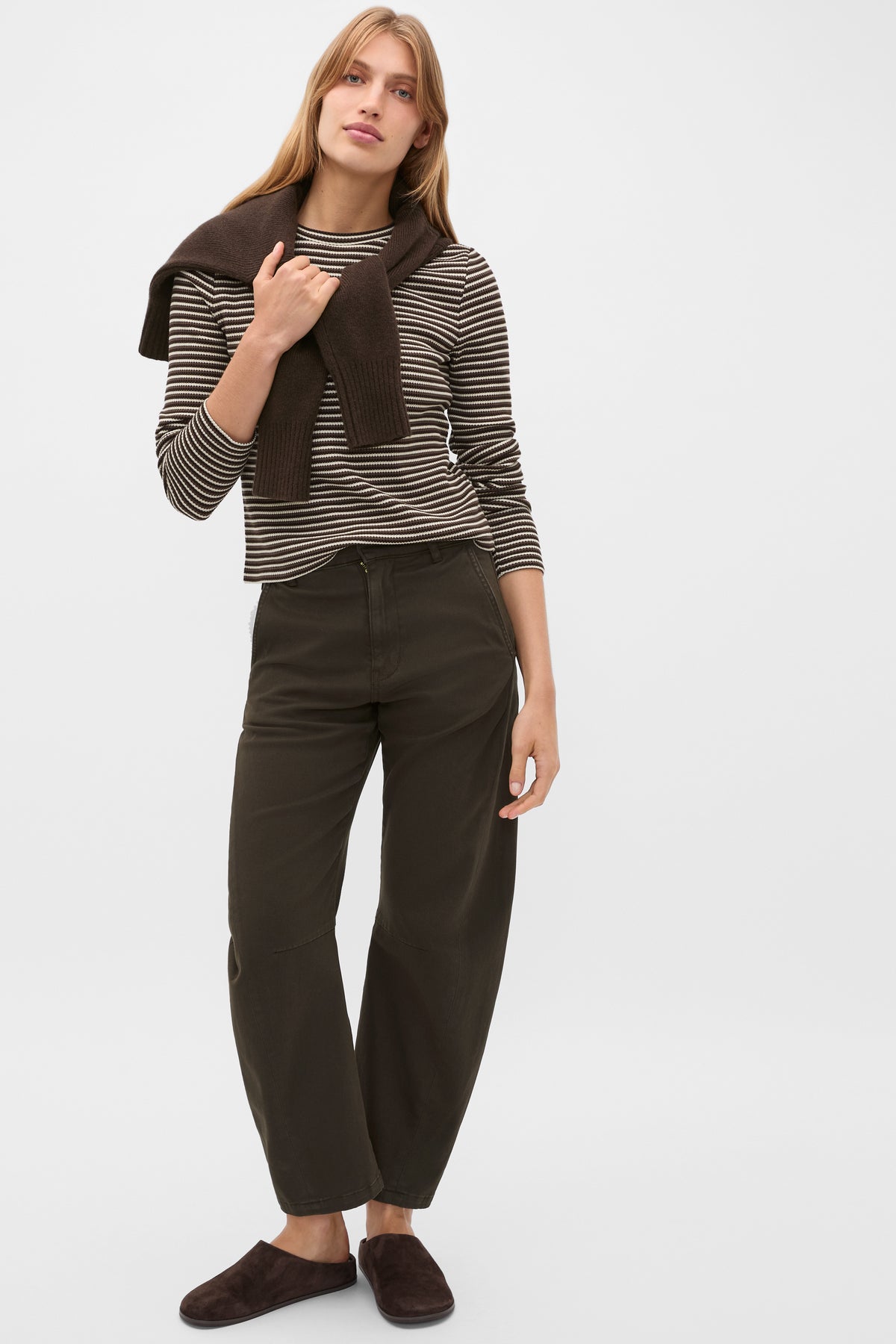 Textured Waffle Crew Neck Top