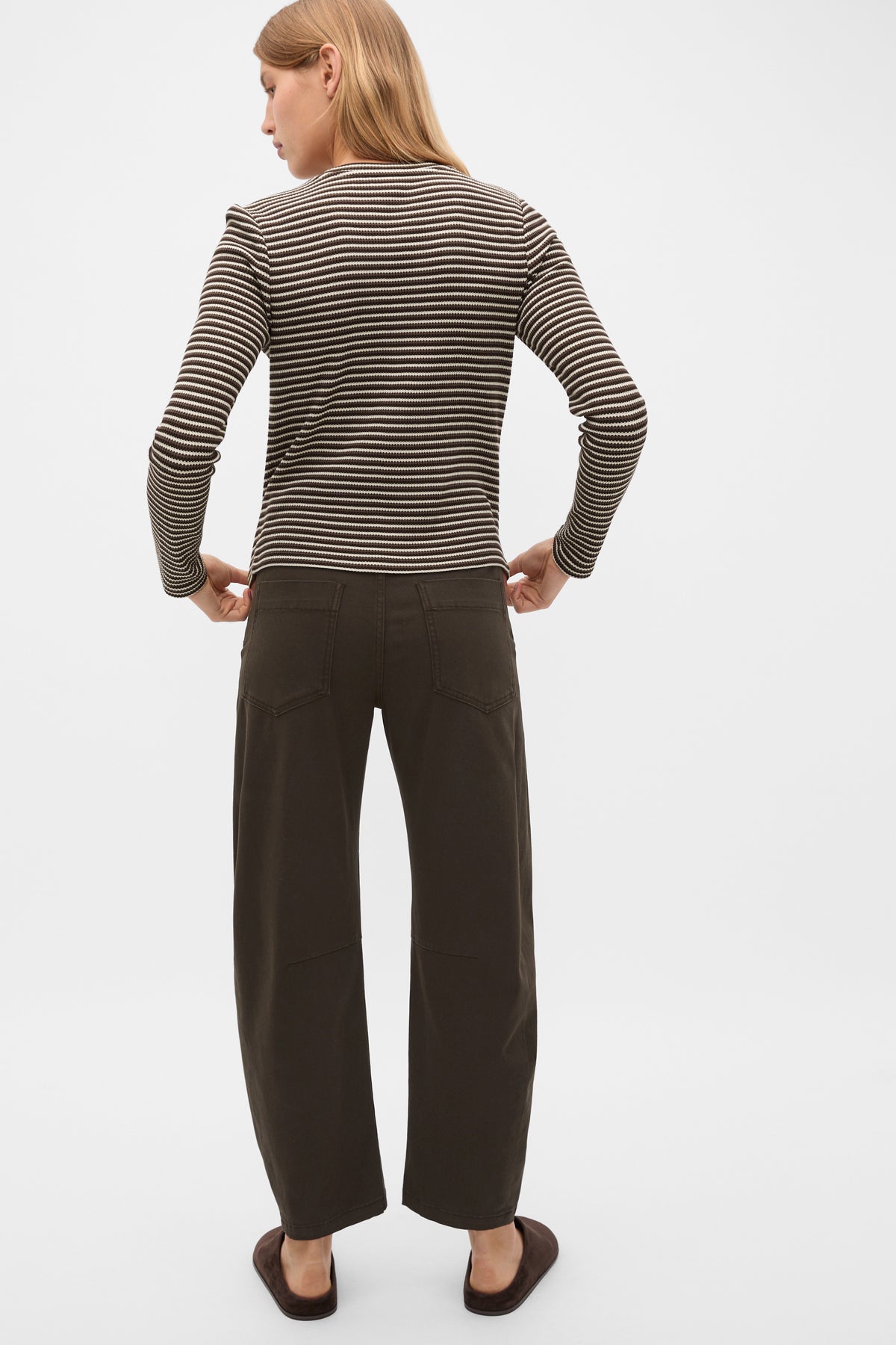 Textured Waffle Crew Neck Top