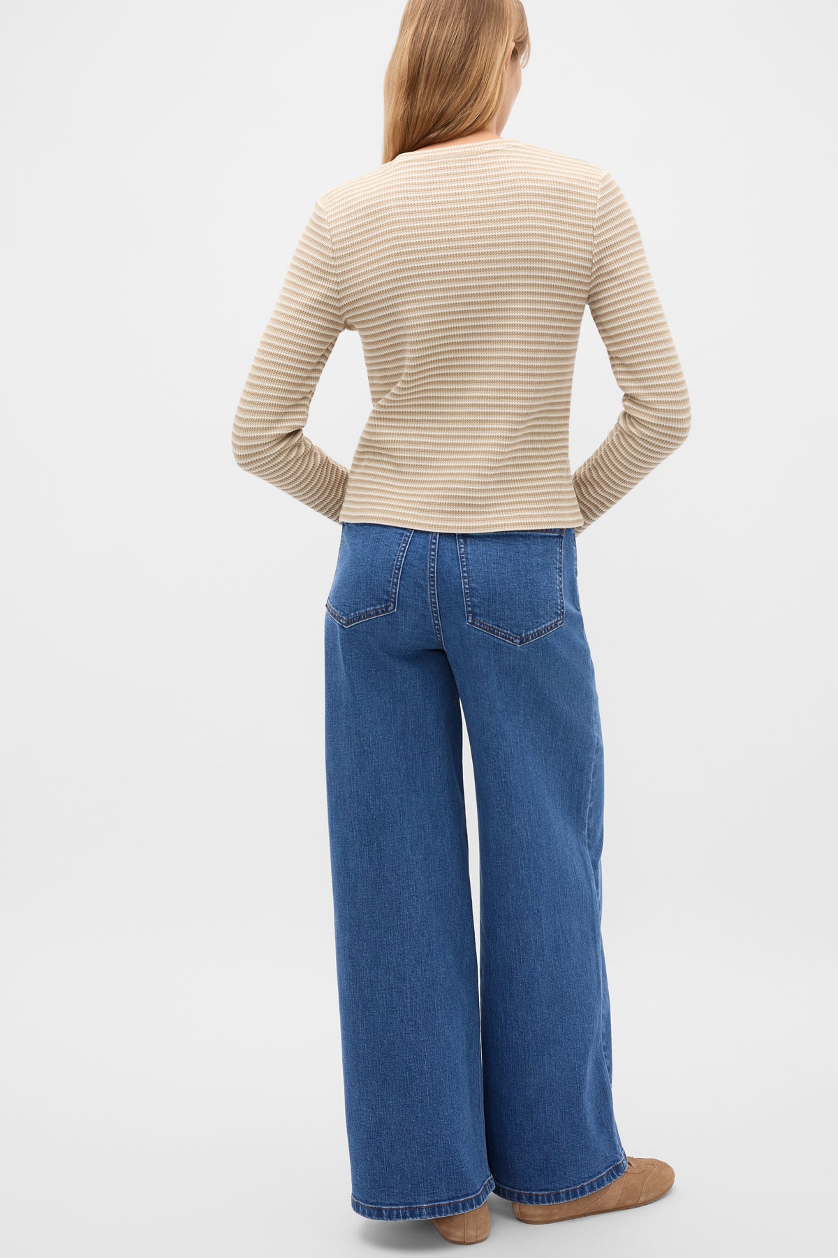 Textured Waffle Crew Neck Top