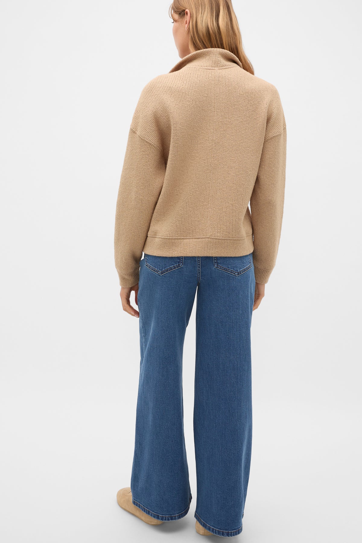 Textured Twist Funnel Neck Sweat