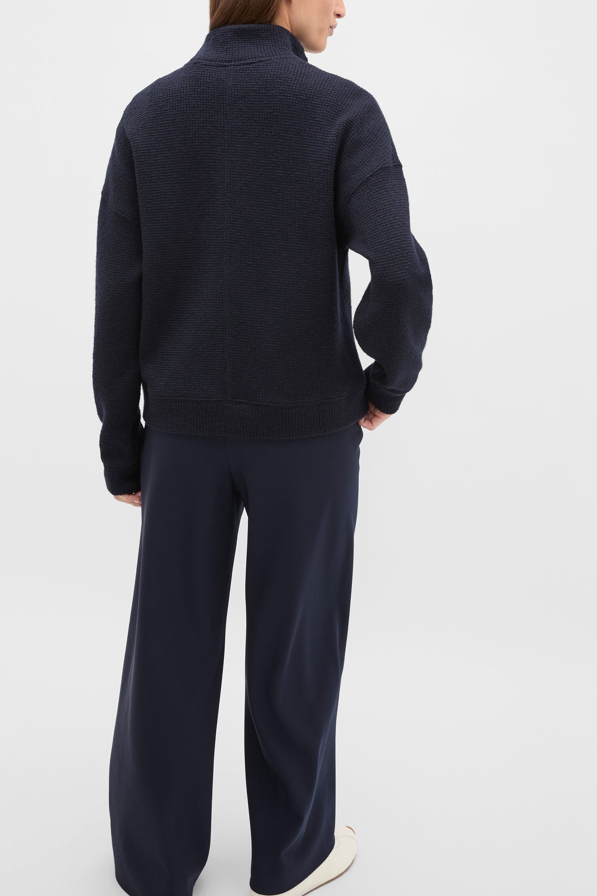 Textured Twist Funnel Neck Sweat