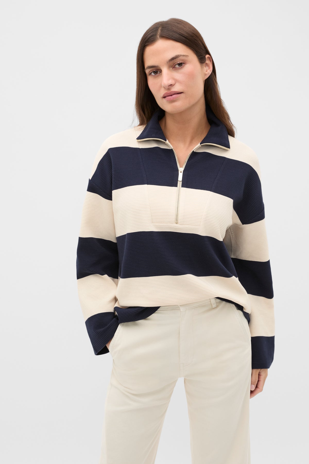 Half Zip Stripe Sweat