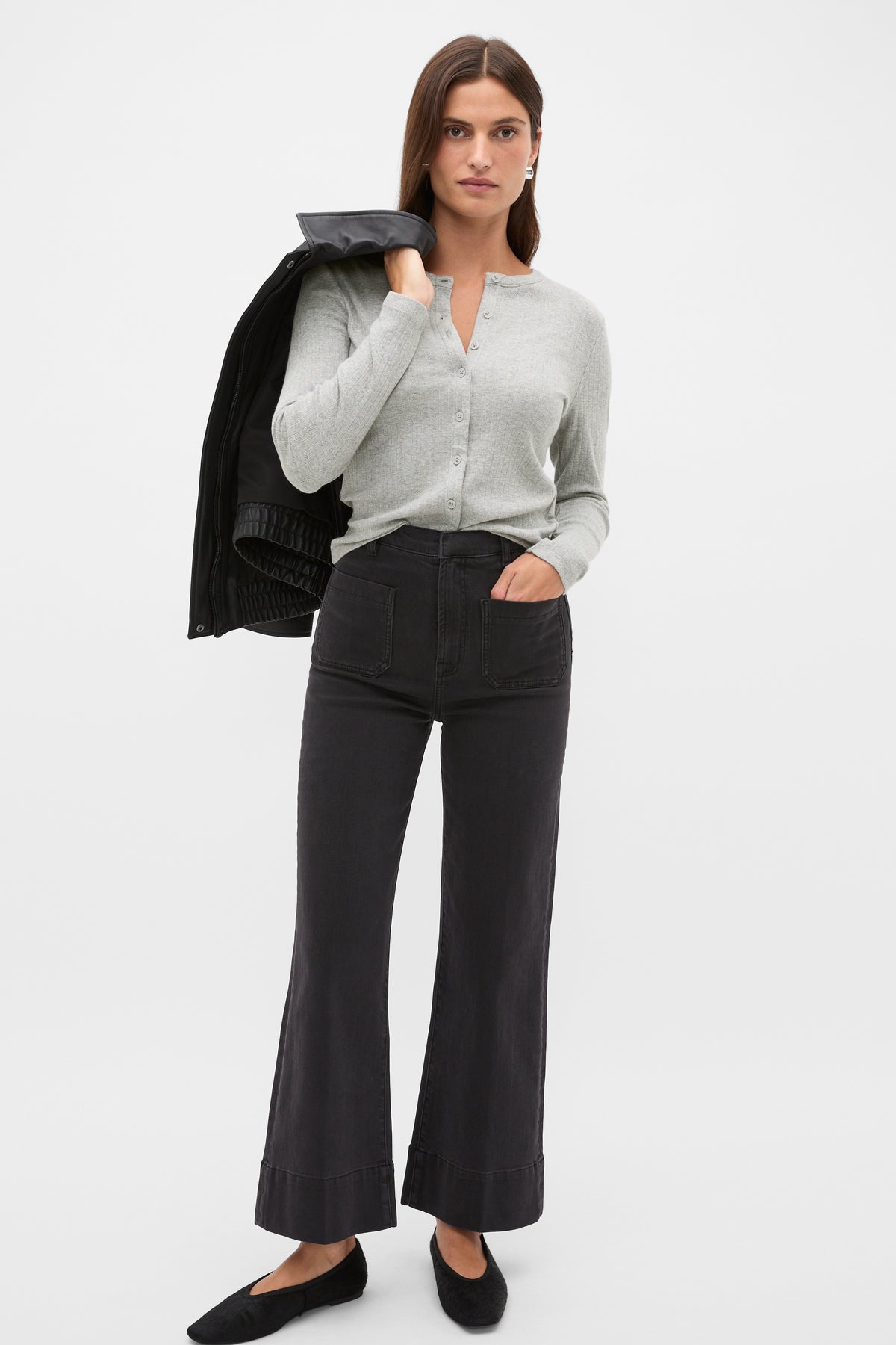 Pointelle Long Sleeve Cardigan