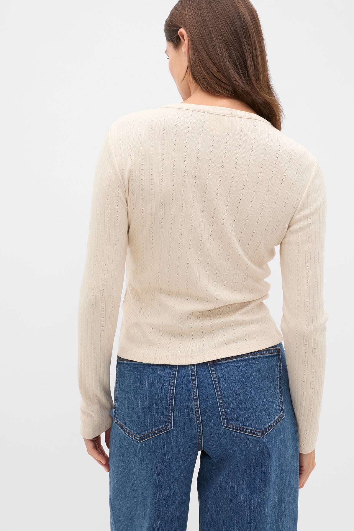 Pointelle Long Sleeve Cardigan