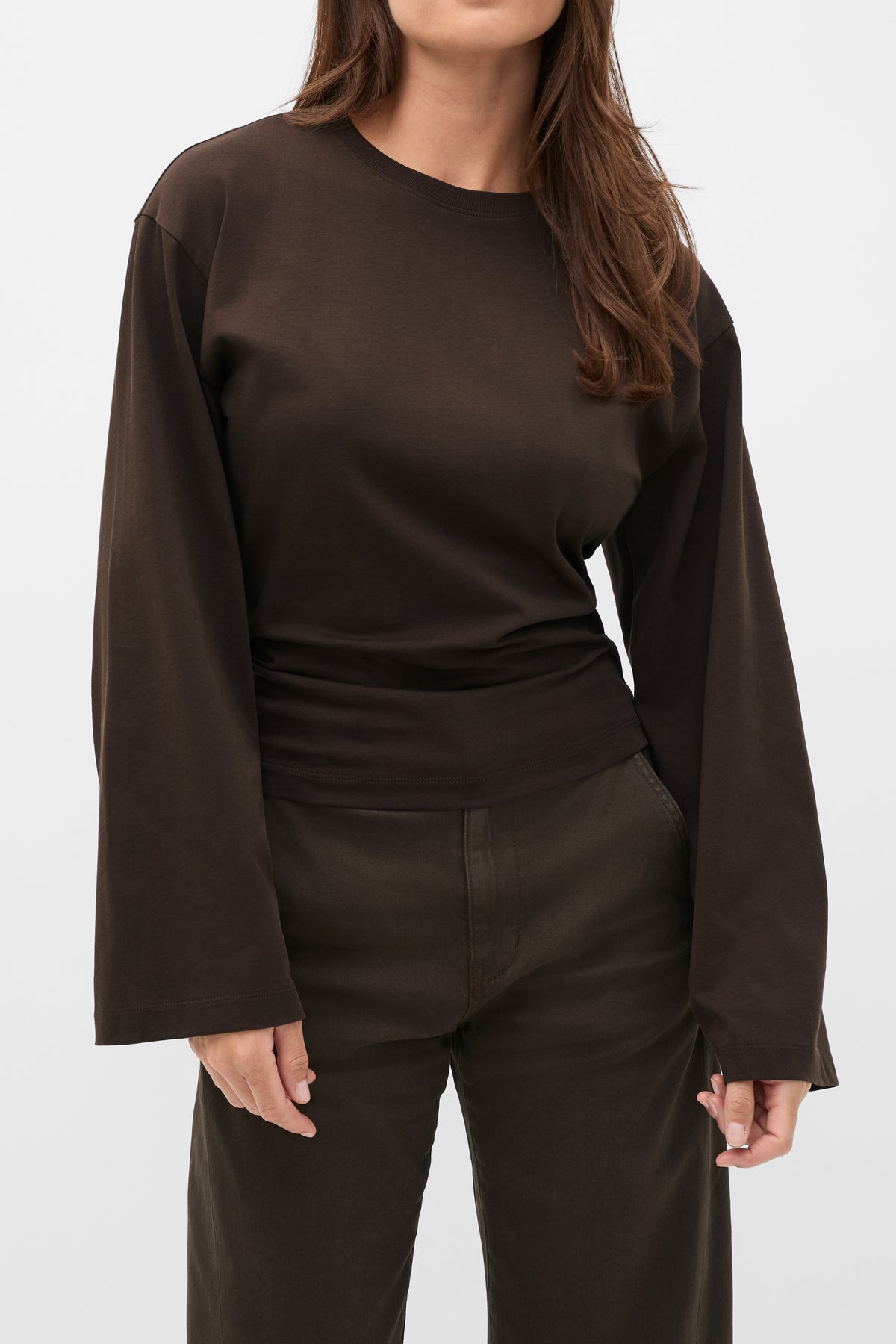 Cotton Long Sleeve Waisted Top