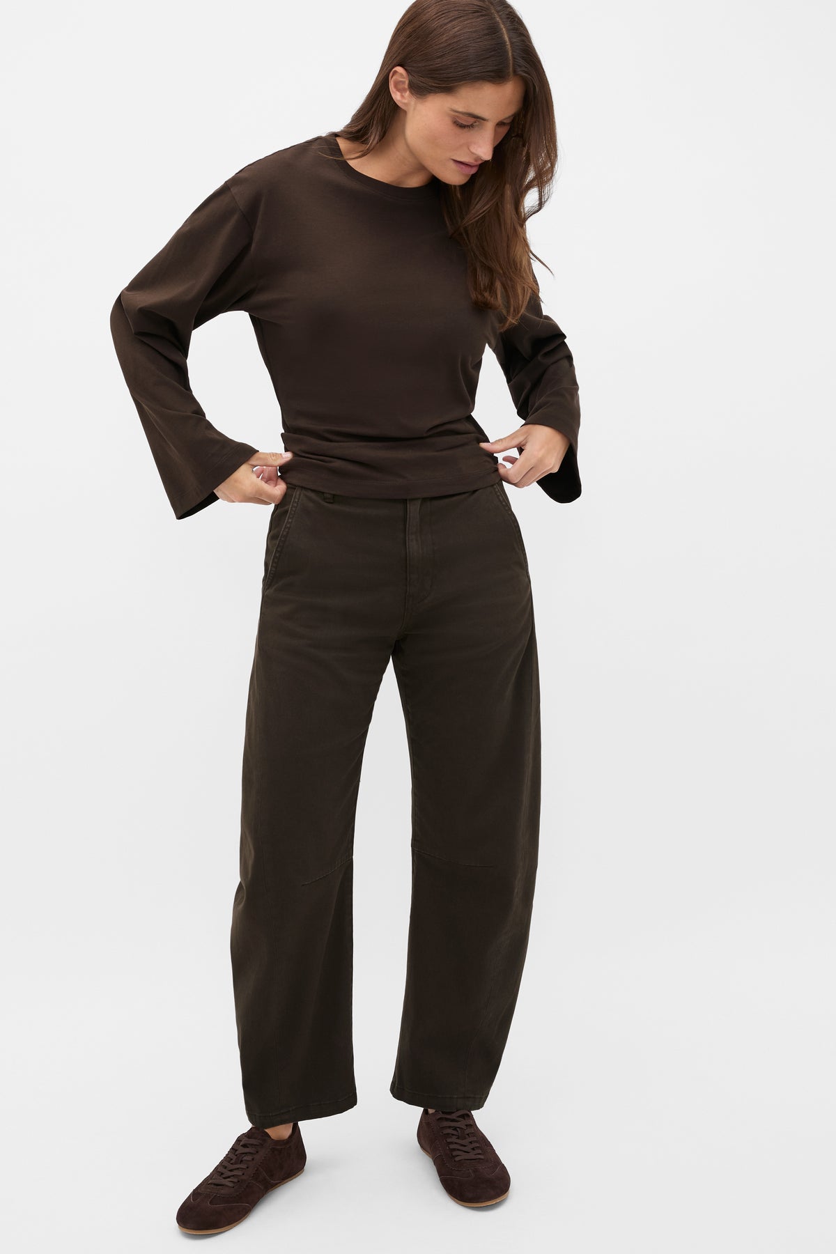 Cotton Long Sleeve Waisted Top