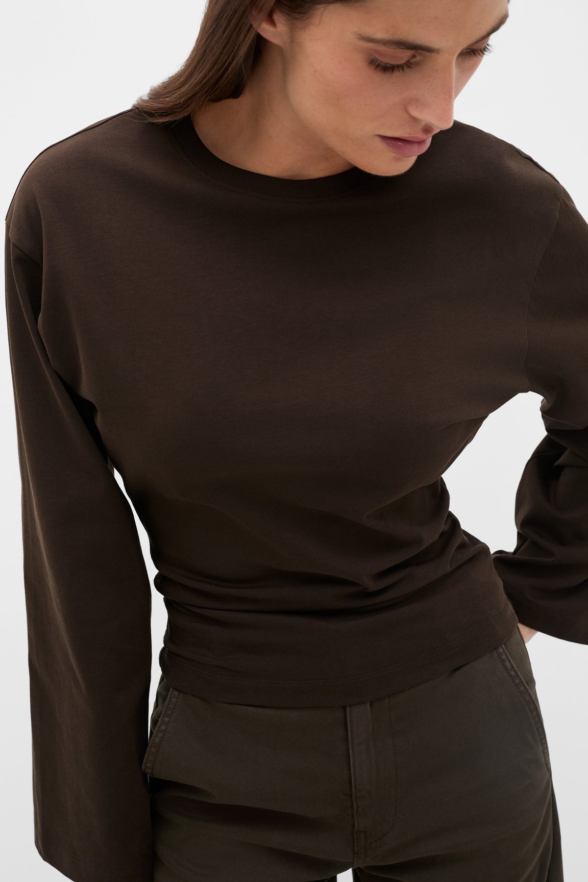 Cotton Long Sleeve Waisted Top