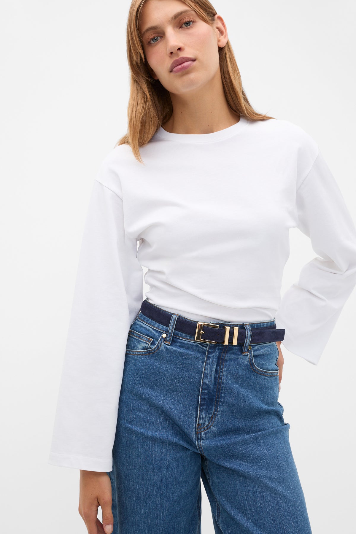 Cotton Long Sleeve Waisted Top