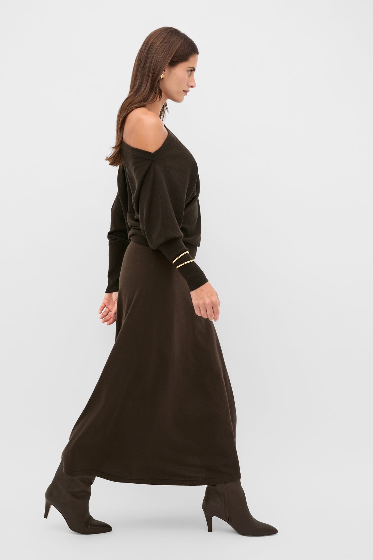Wool Blend Off Shoulder Knit