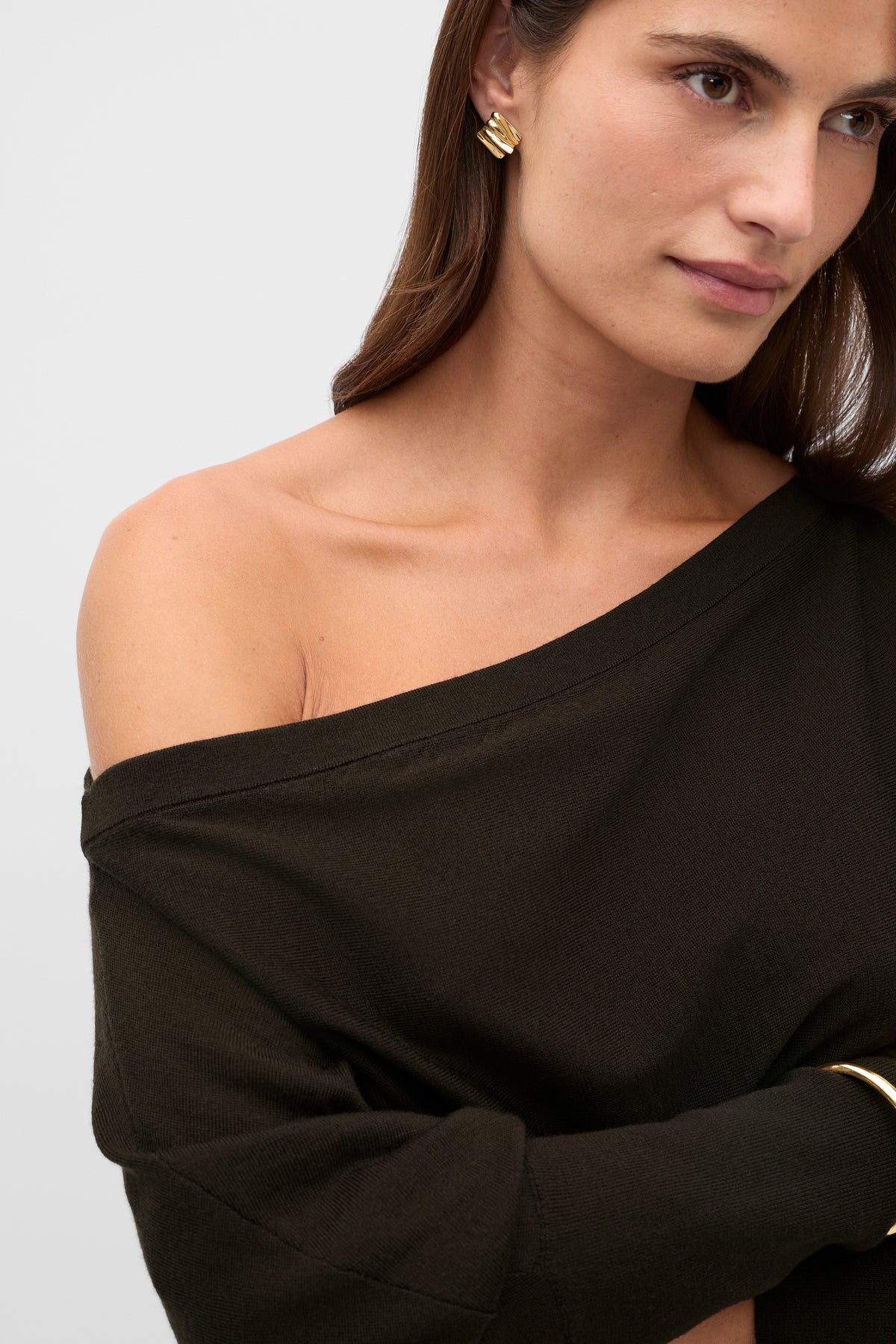 Wool Blend Off Shoulder Knit