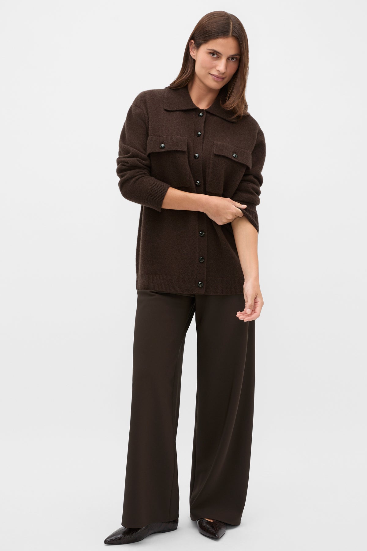 Brushed Wool Collared Cardigan