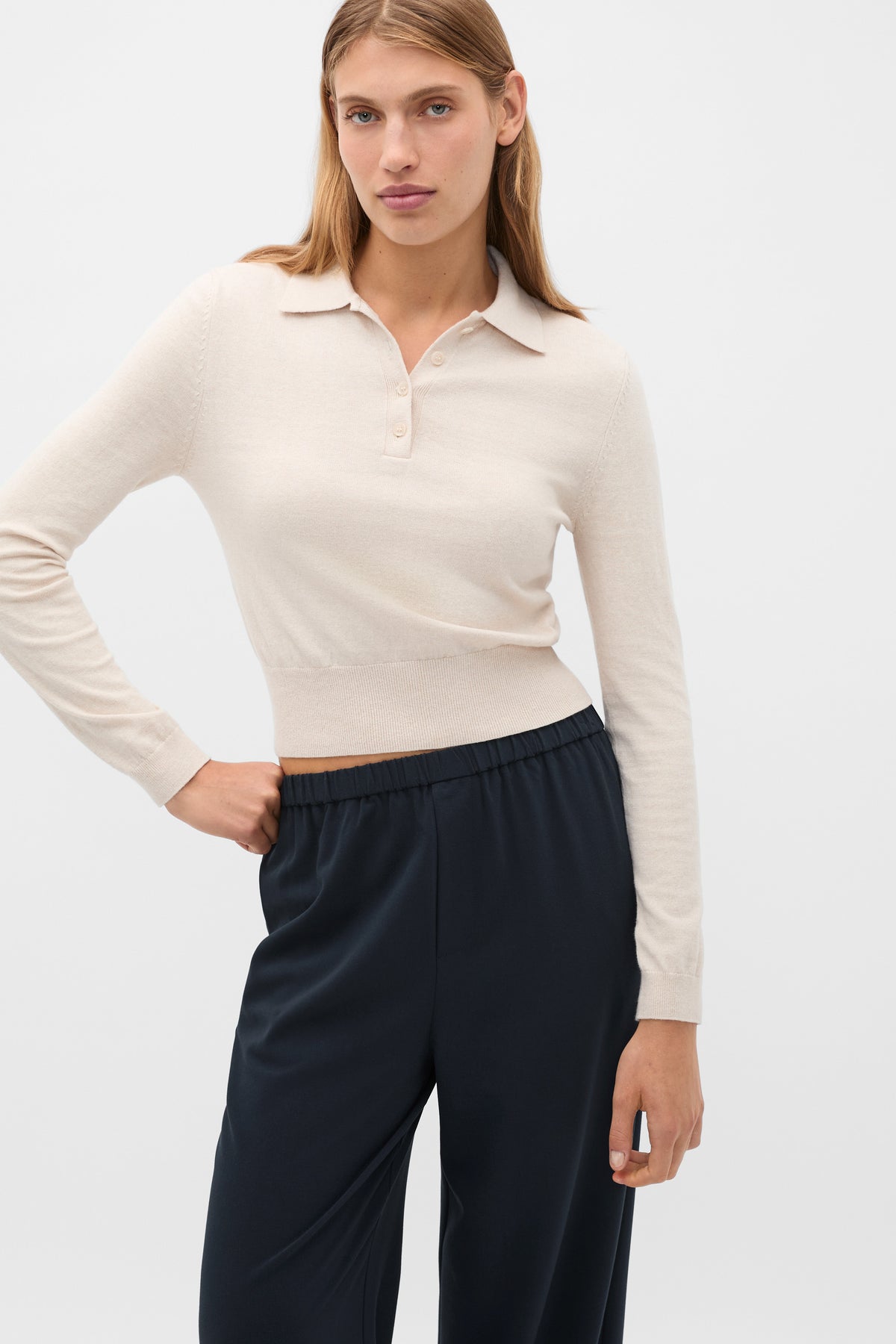 Cotton Blend Polo Knit