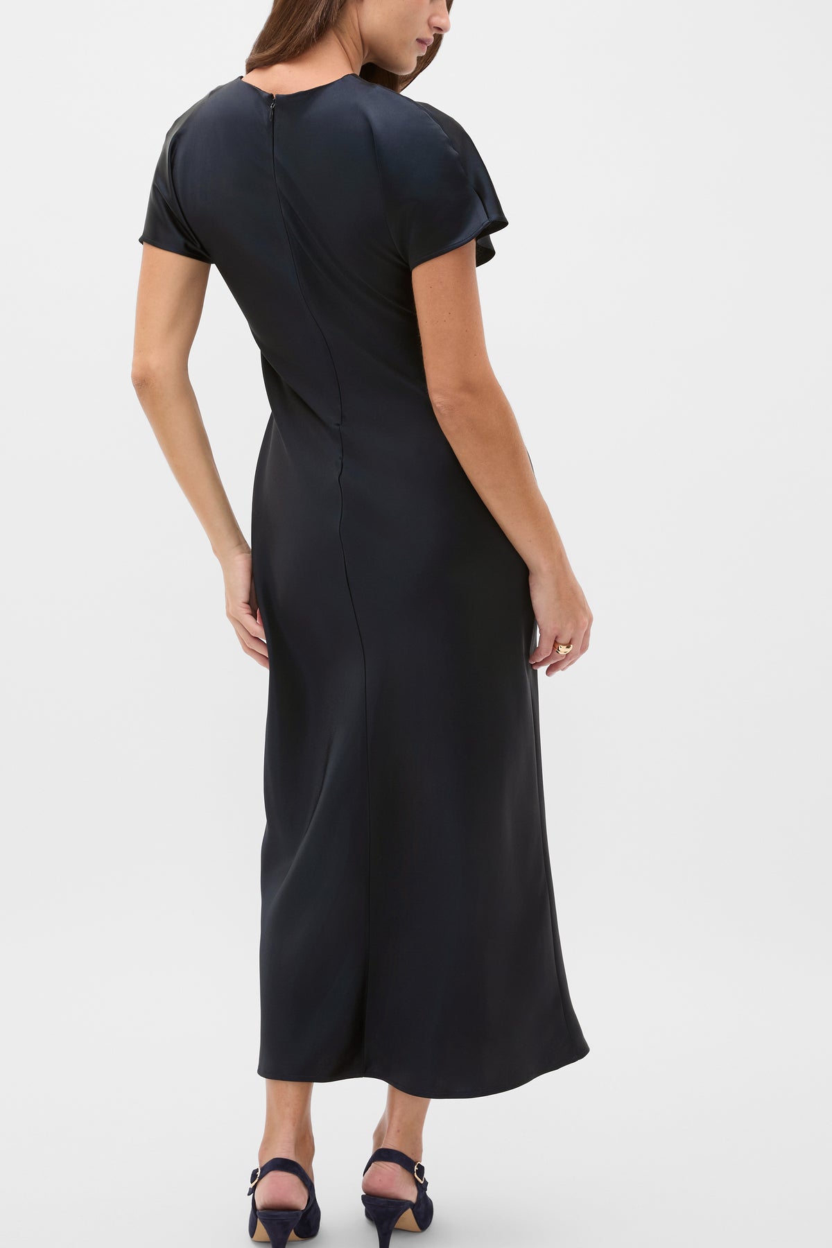 Satin Draped Column Dress