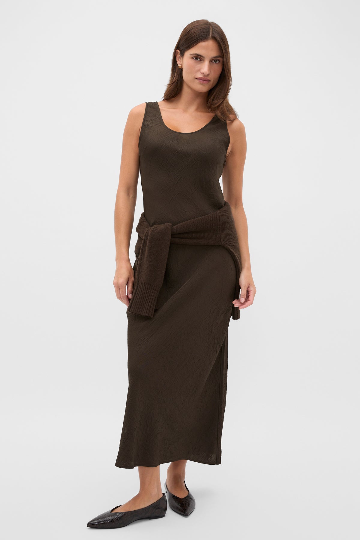 Textured Satin Slip Dress