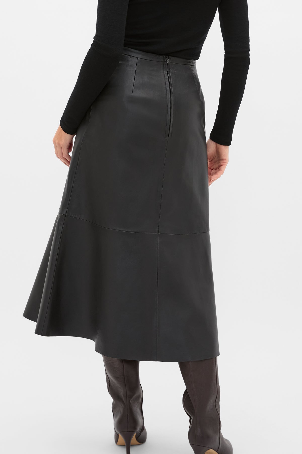 Leather Midi Split Front Skirt