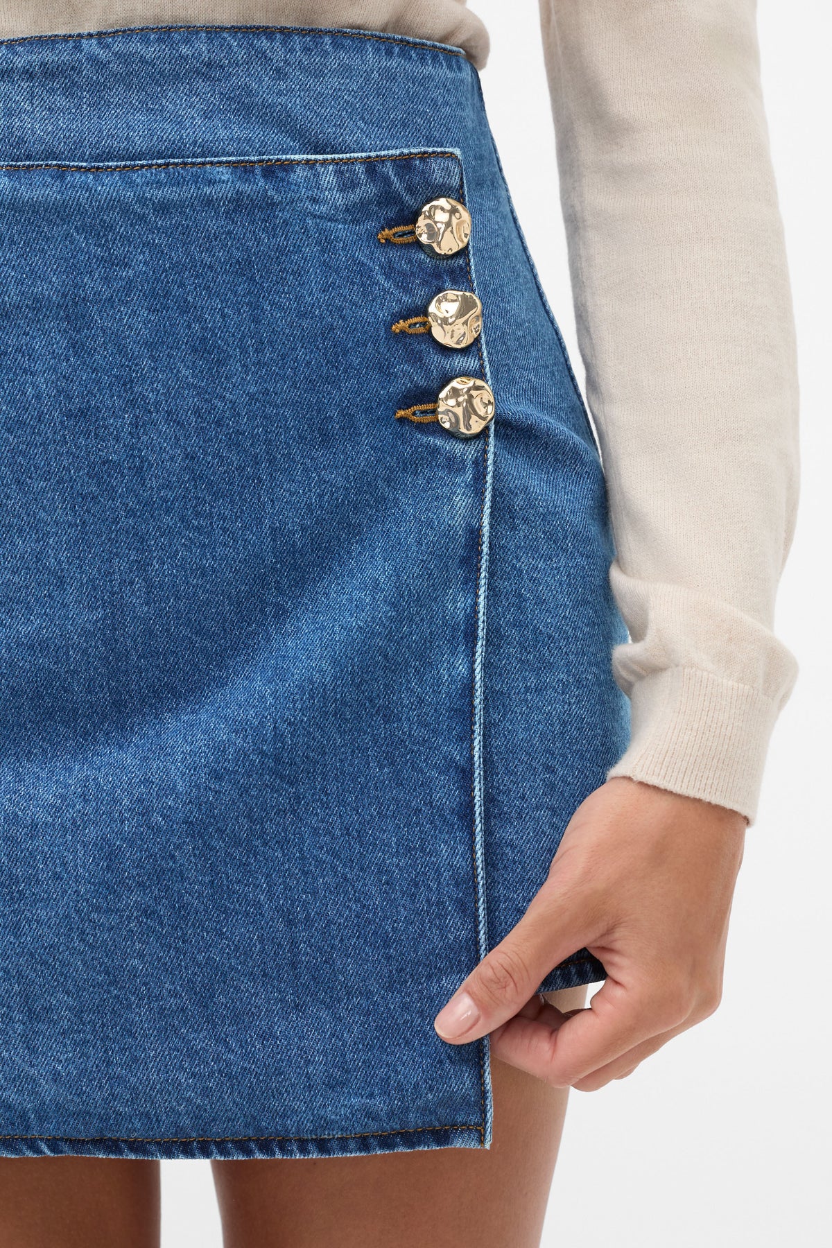 Denim Wrap Mini Skirt