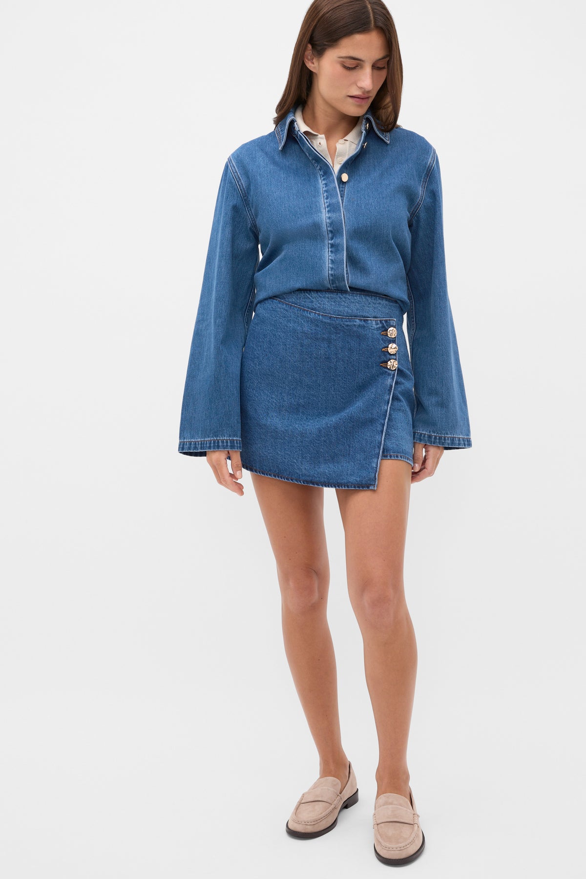 Denim Wrap Mini Skirt