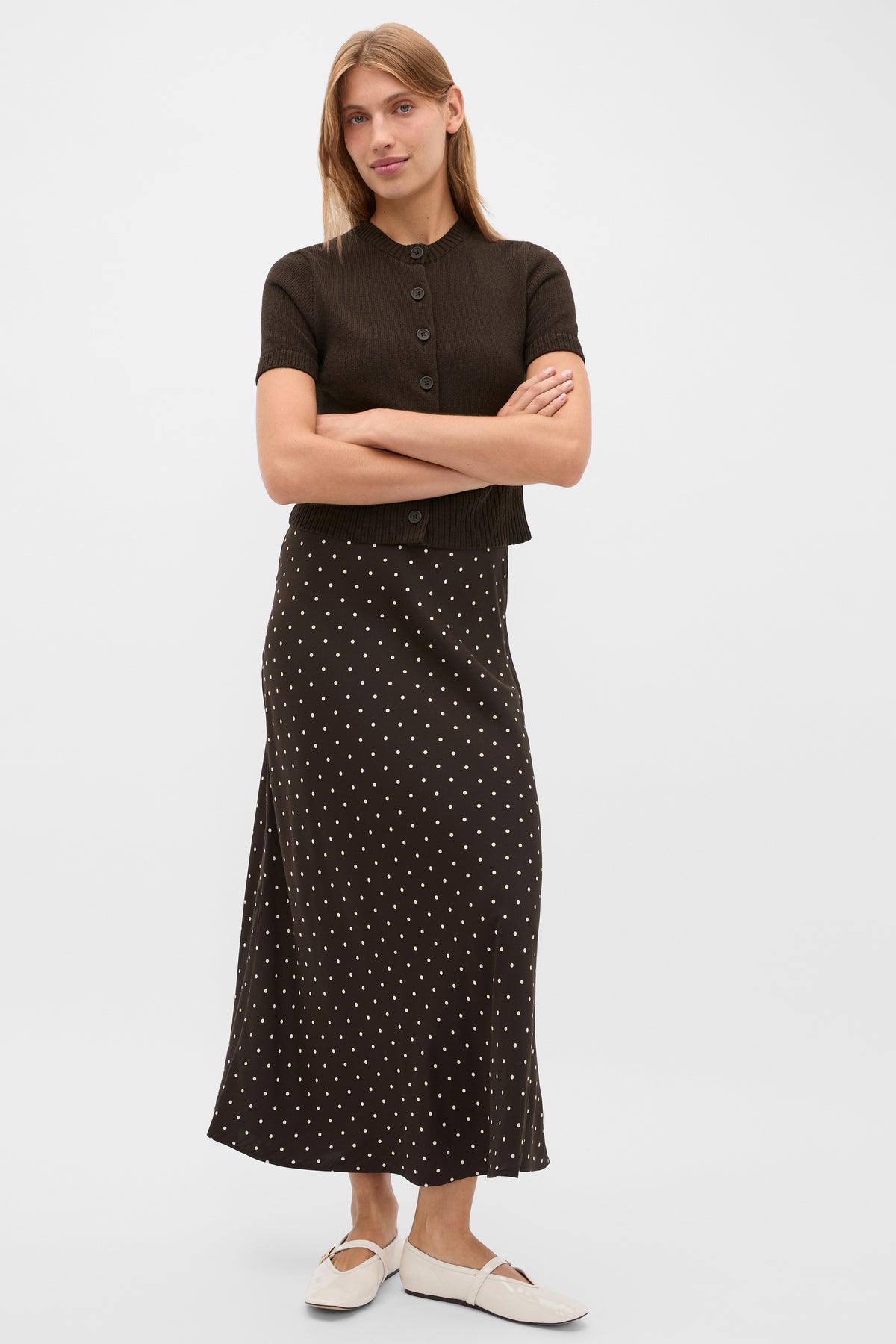 Spot Print Midi Skirt