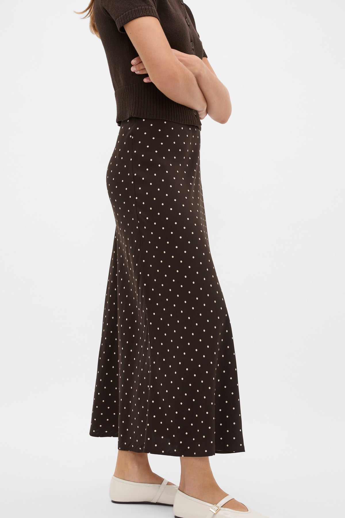 Spot Print Midi Skirt