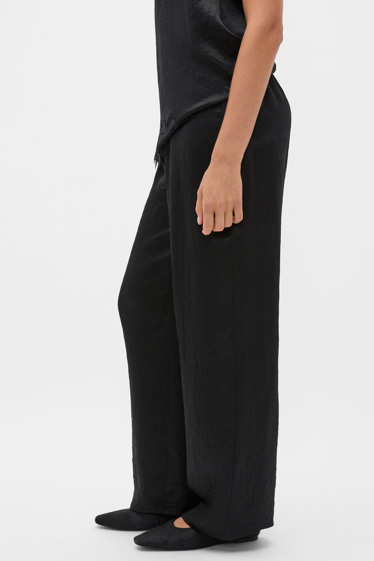 Crinkled Satin Pant