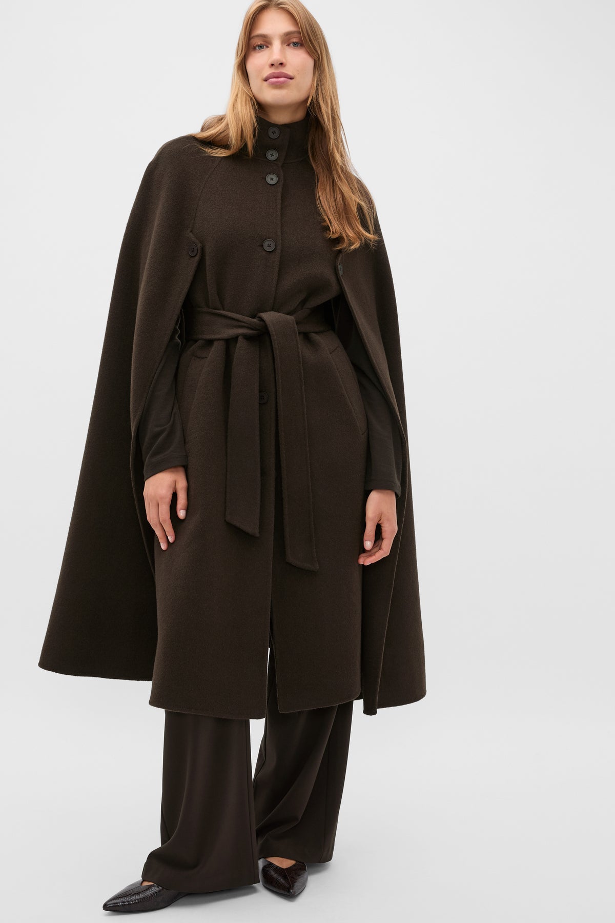 Wool Blend Cape Coat