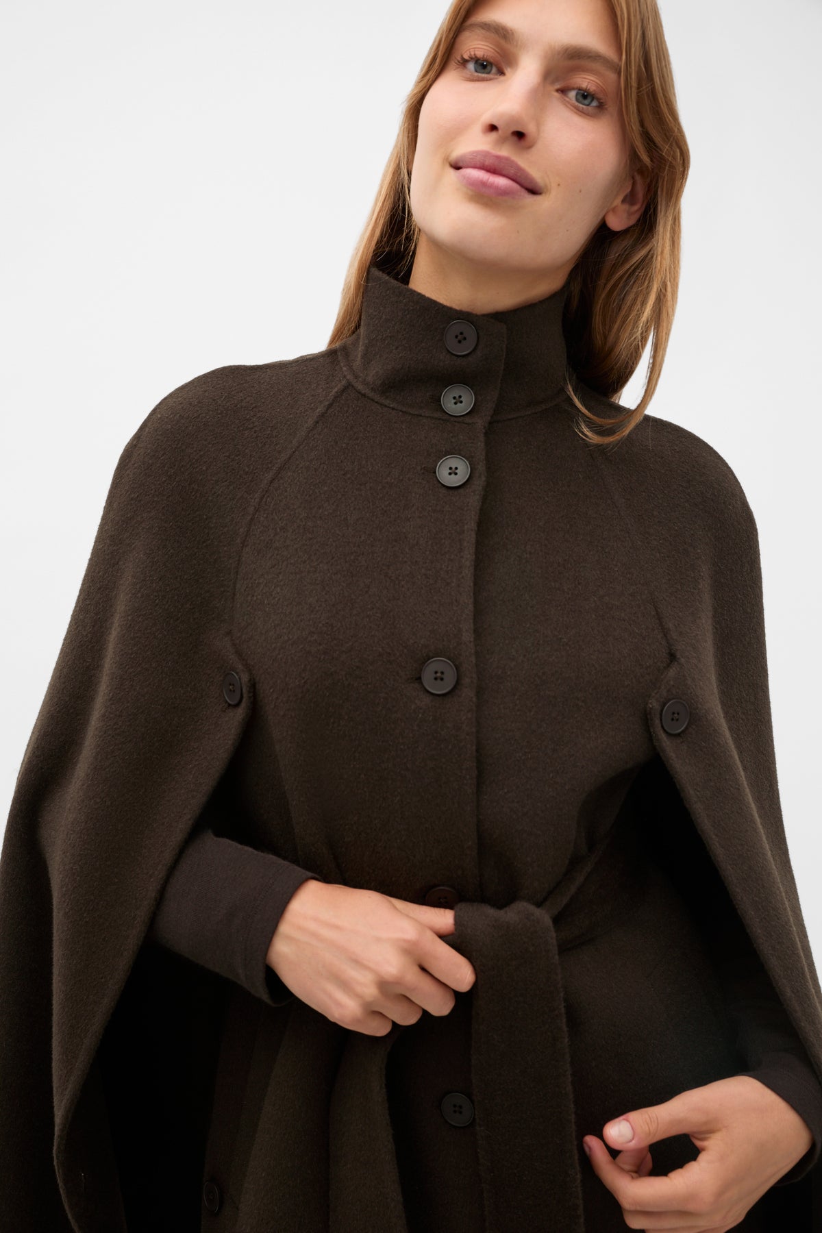 Wool Blend Cape Coat