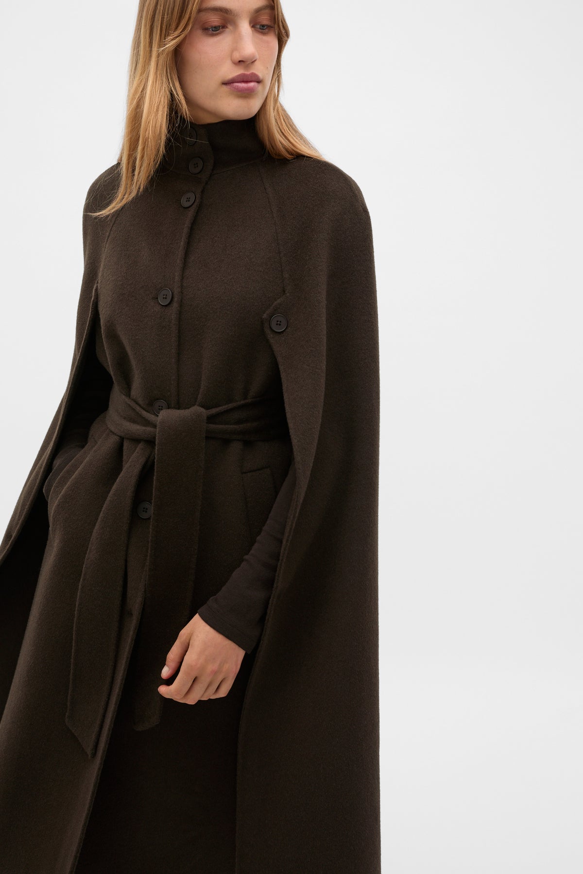 Wool Blend Cape Coat