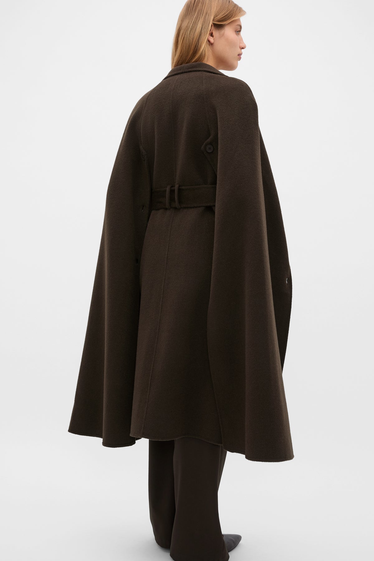 Wool Blend Cape Coat