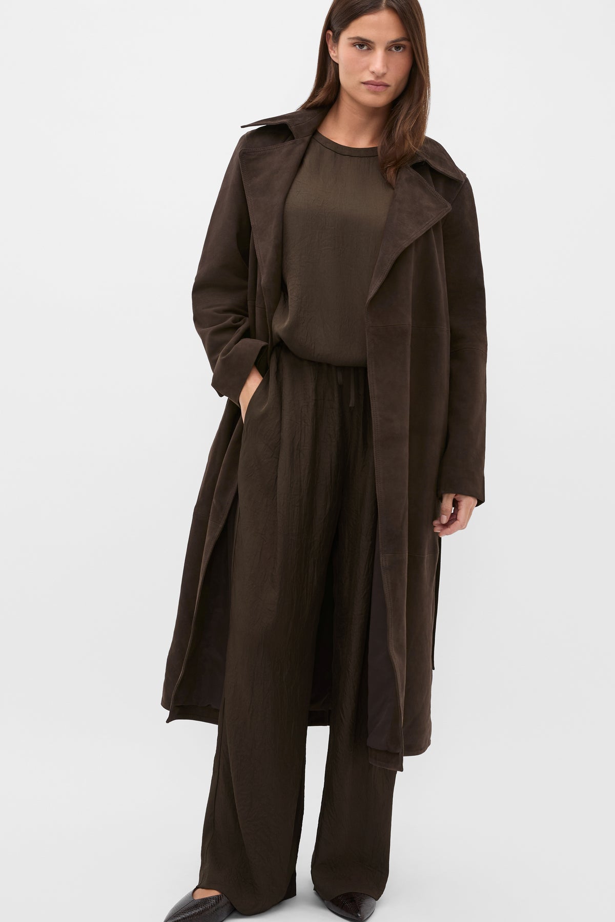 Suede Trench Coat