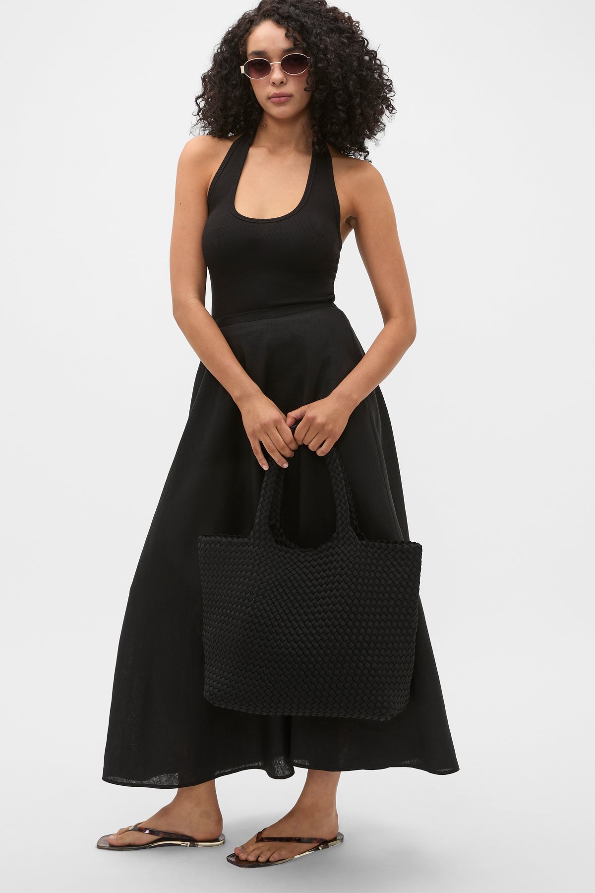 Woven Textured East West Tote
