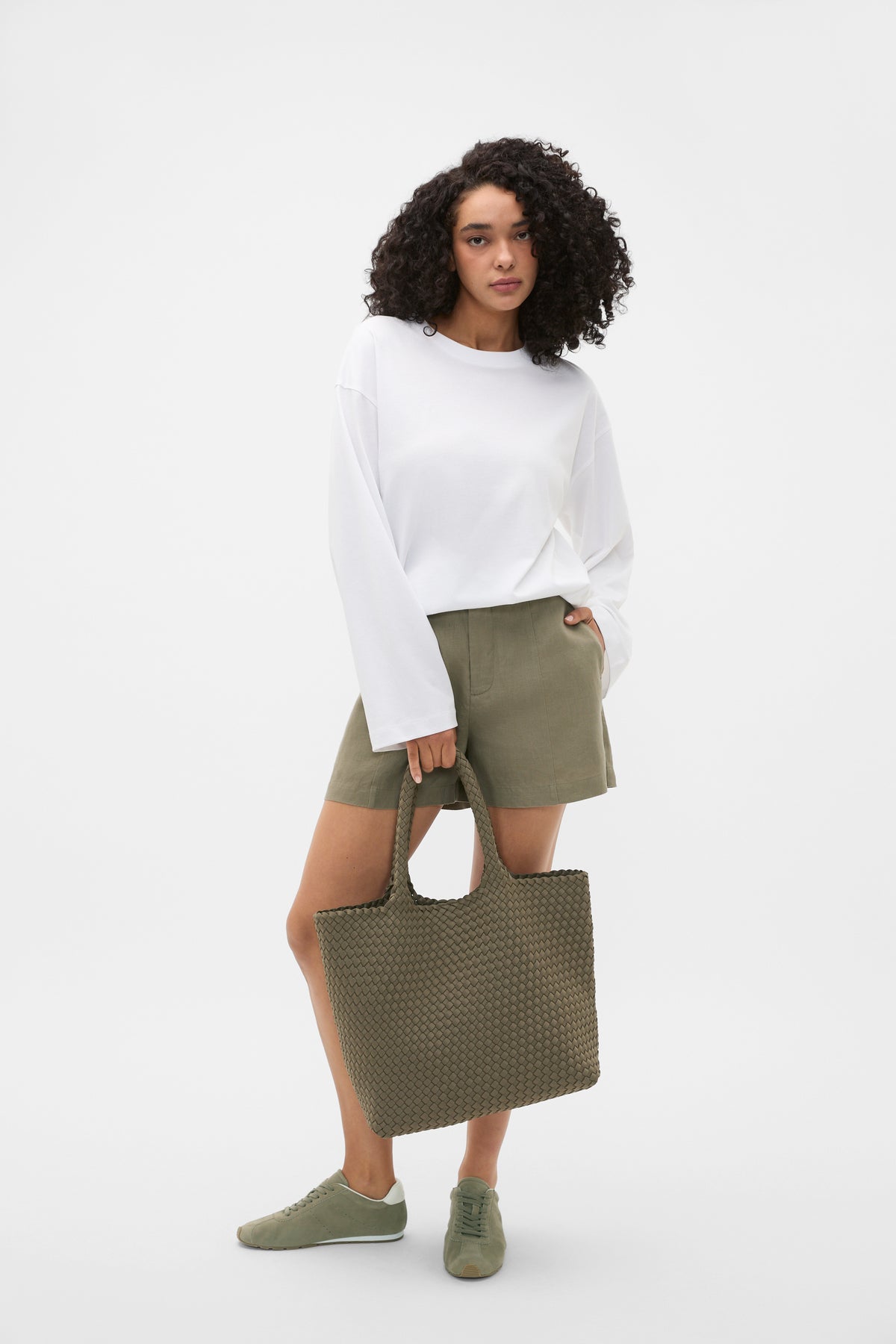Woven Textured East West Tote
