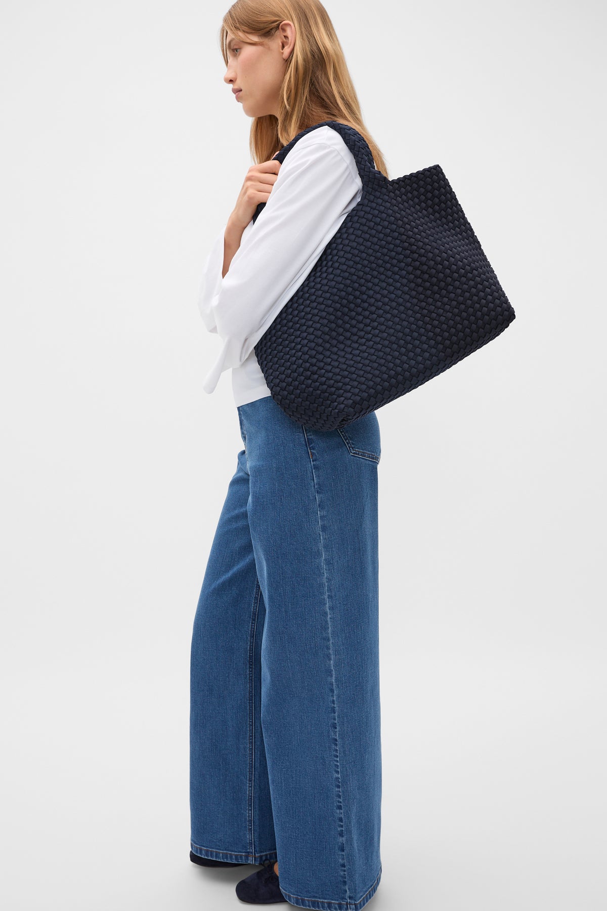 Woven Textured East West Tote