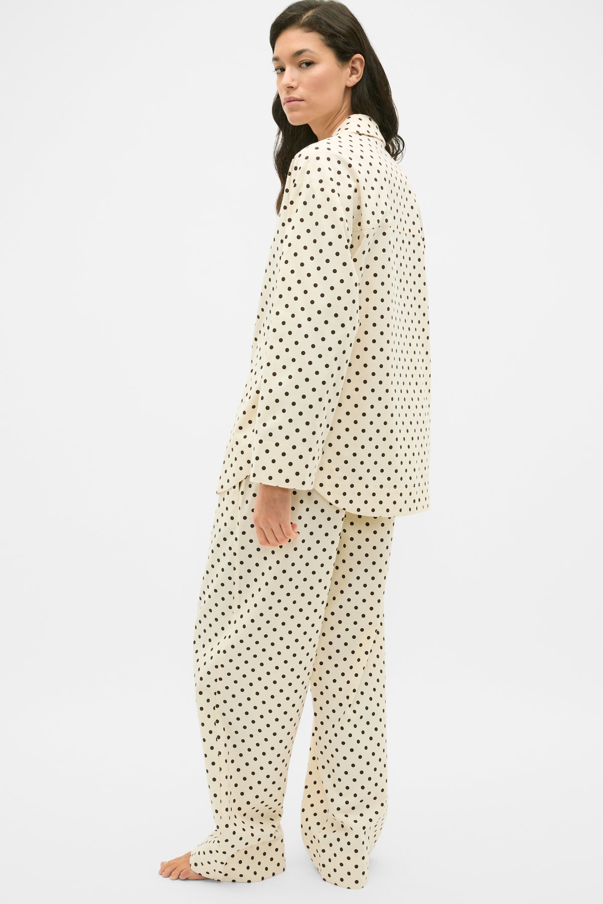 Spot Flannelette Shirt and Pant PJ Set