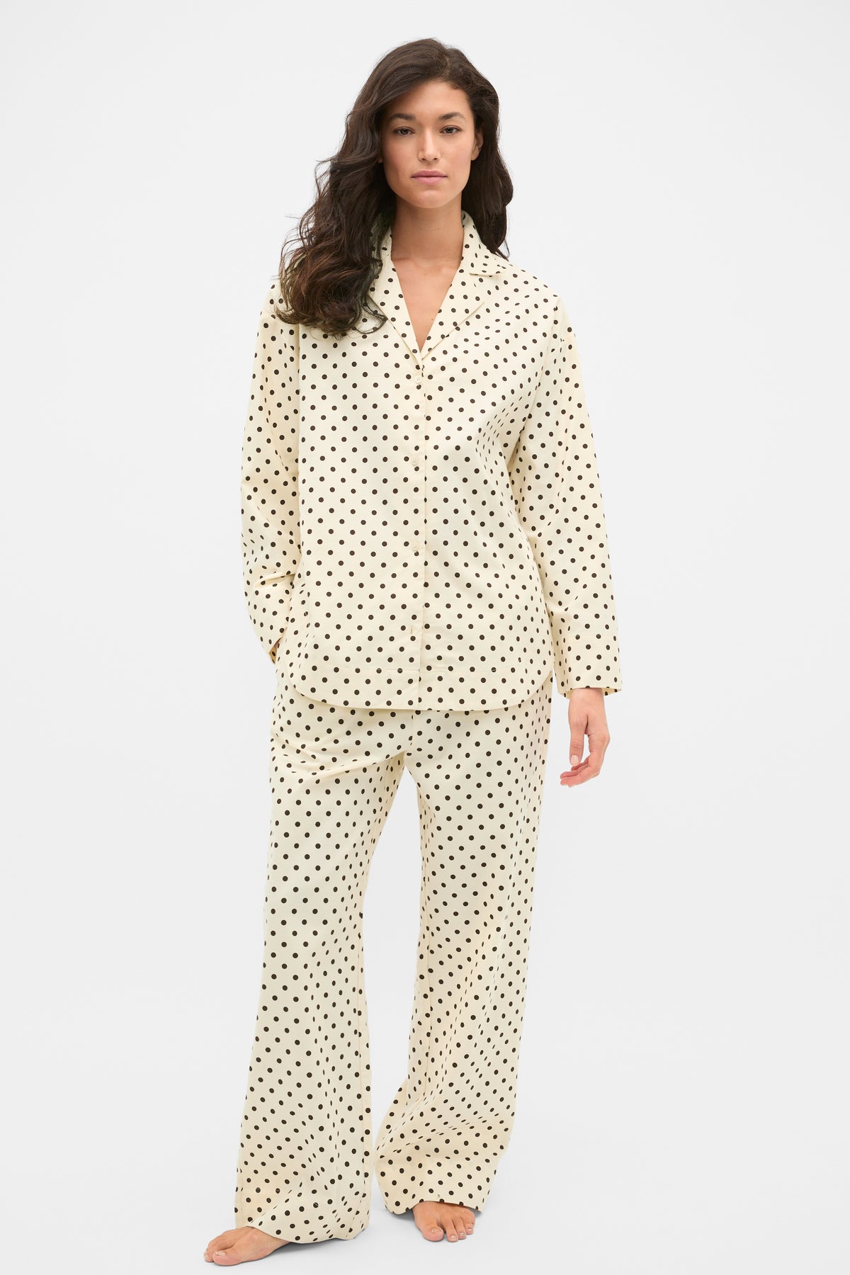 Spot Flannelette Shirt and Pant PJ Set