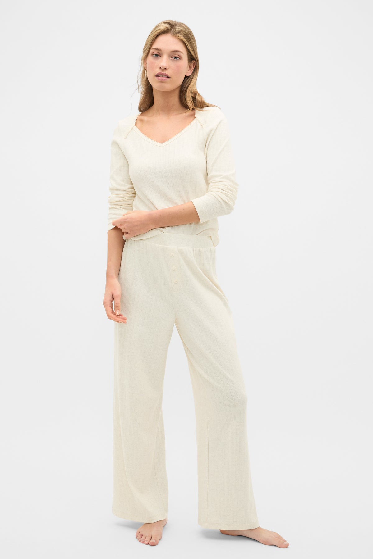Pointelle Top and Pant PJ Set