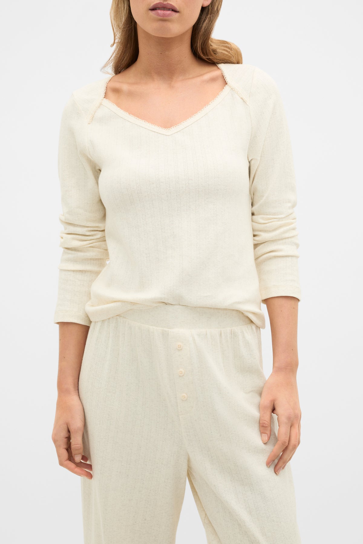 Pointelle Top and Pant PJ Set