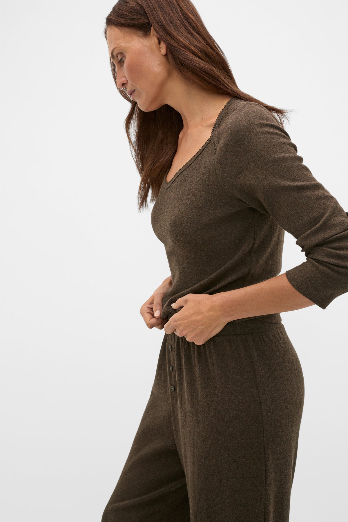 Pointelle Top and Pant PJ Set