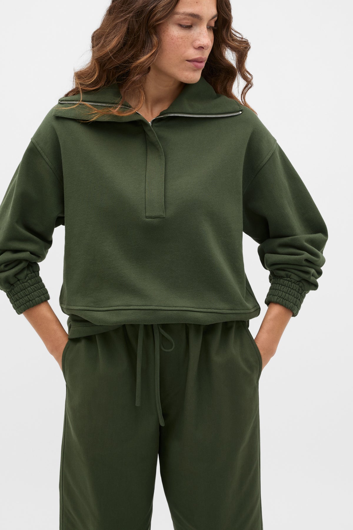 Terry Half Placket Sweat