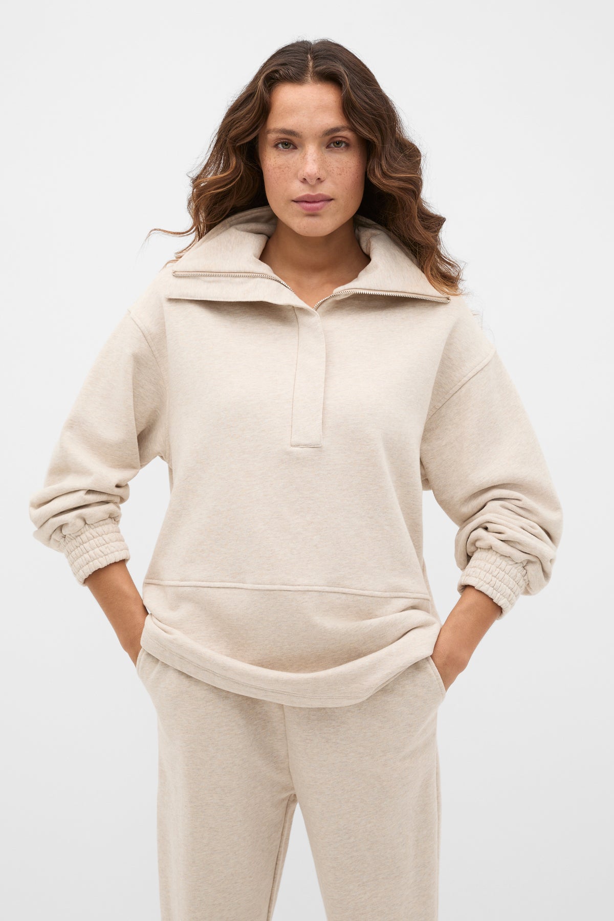 Terry Half Placket Sweat