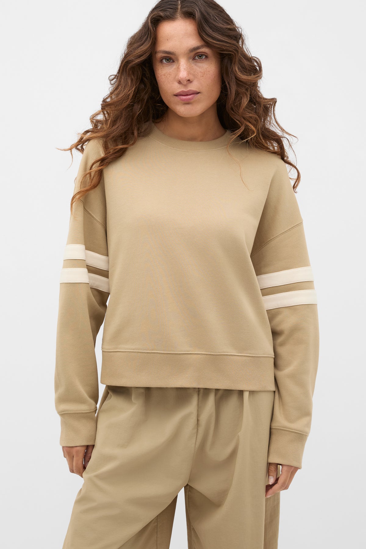 Contrast Detail Crew Neck Sweat