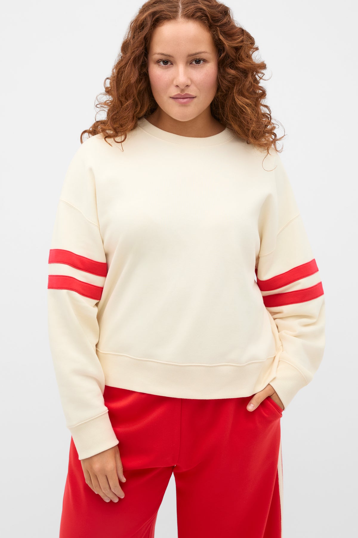 Contrast Detail Crew Neck Sweat