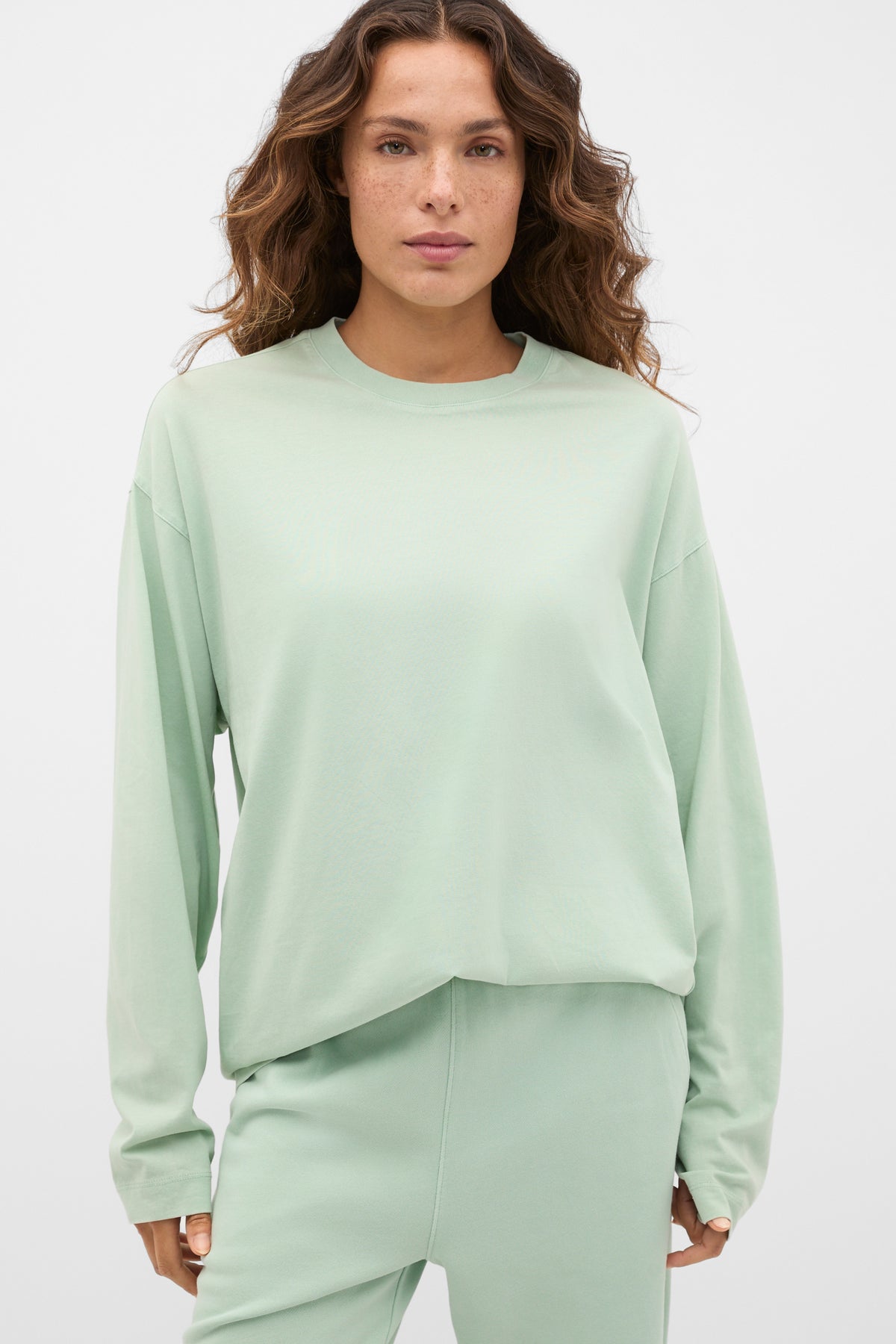 Washed Cotton Long Sleeve Top