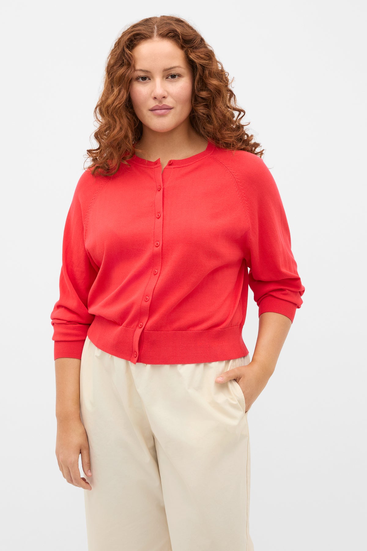 Cotton Blend Raglan Cardigan