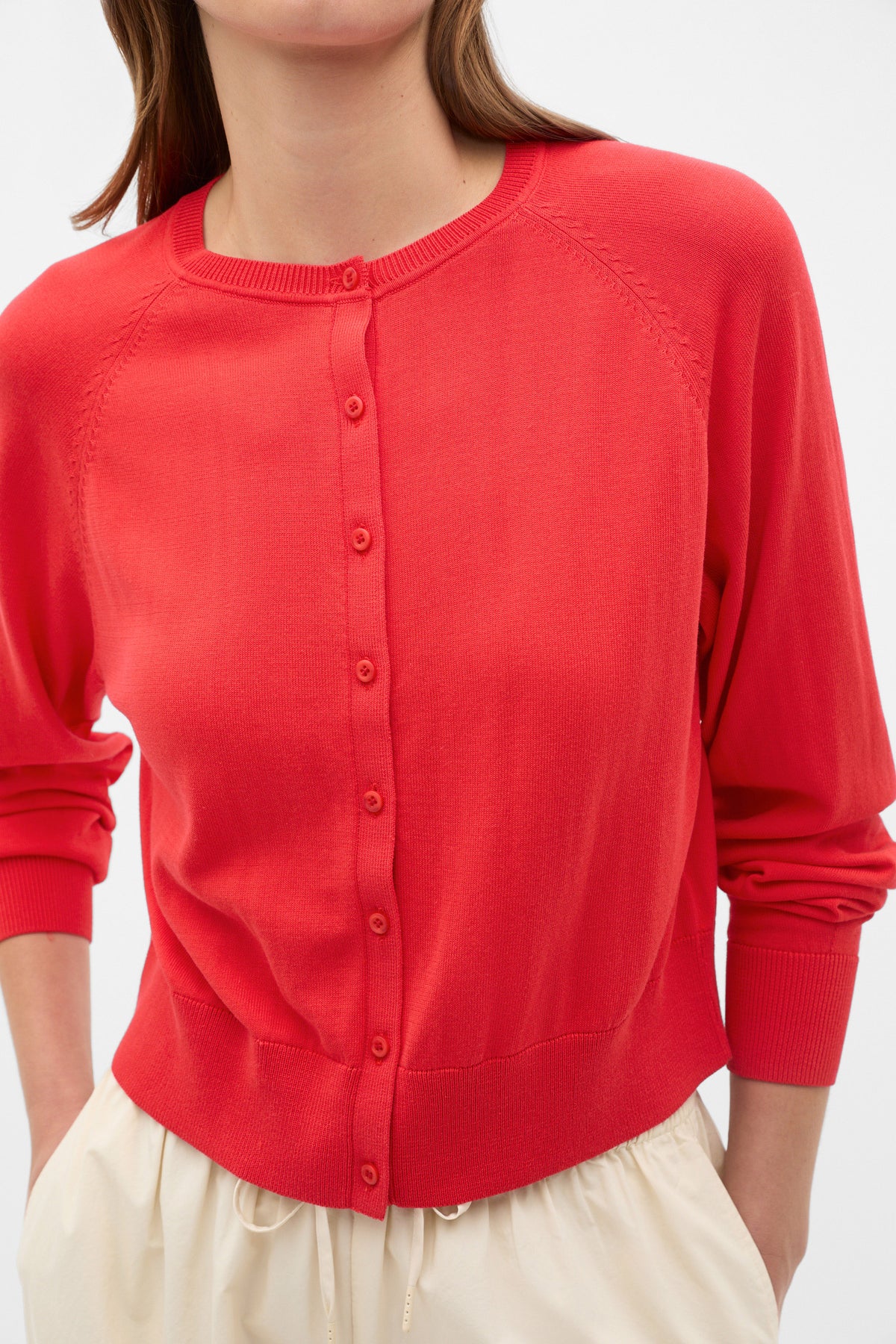 Cotton Blend Raglan Cardigan