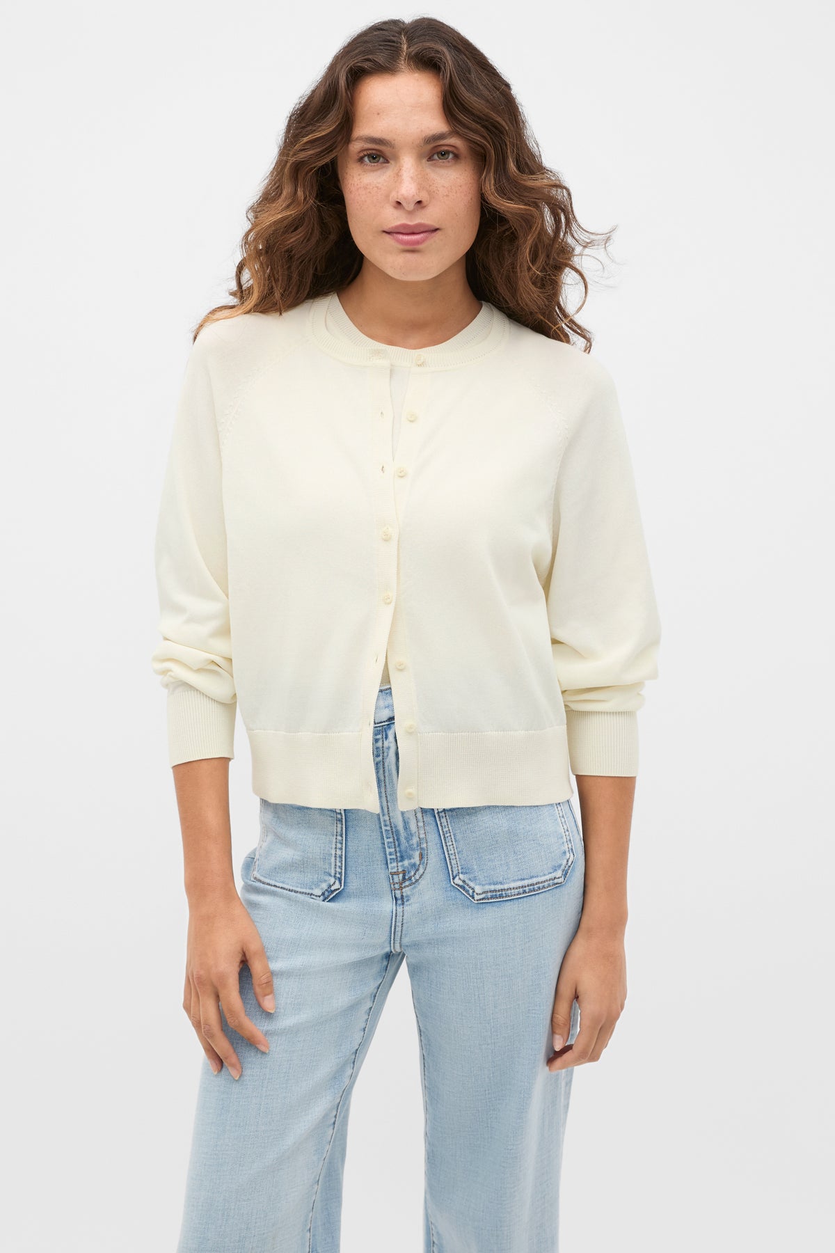 Cotton Blend Raglan Cardigan