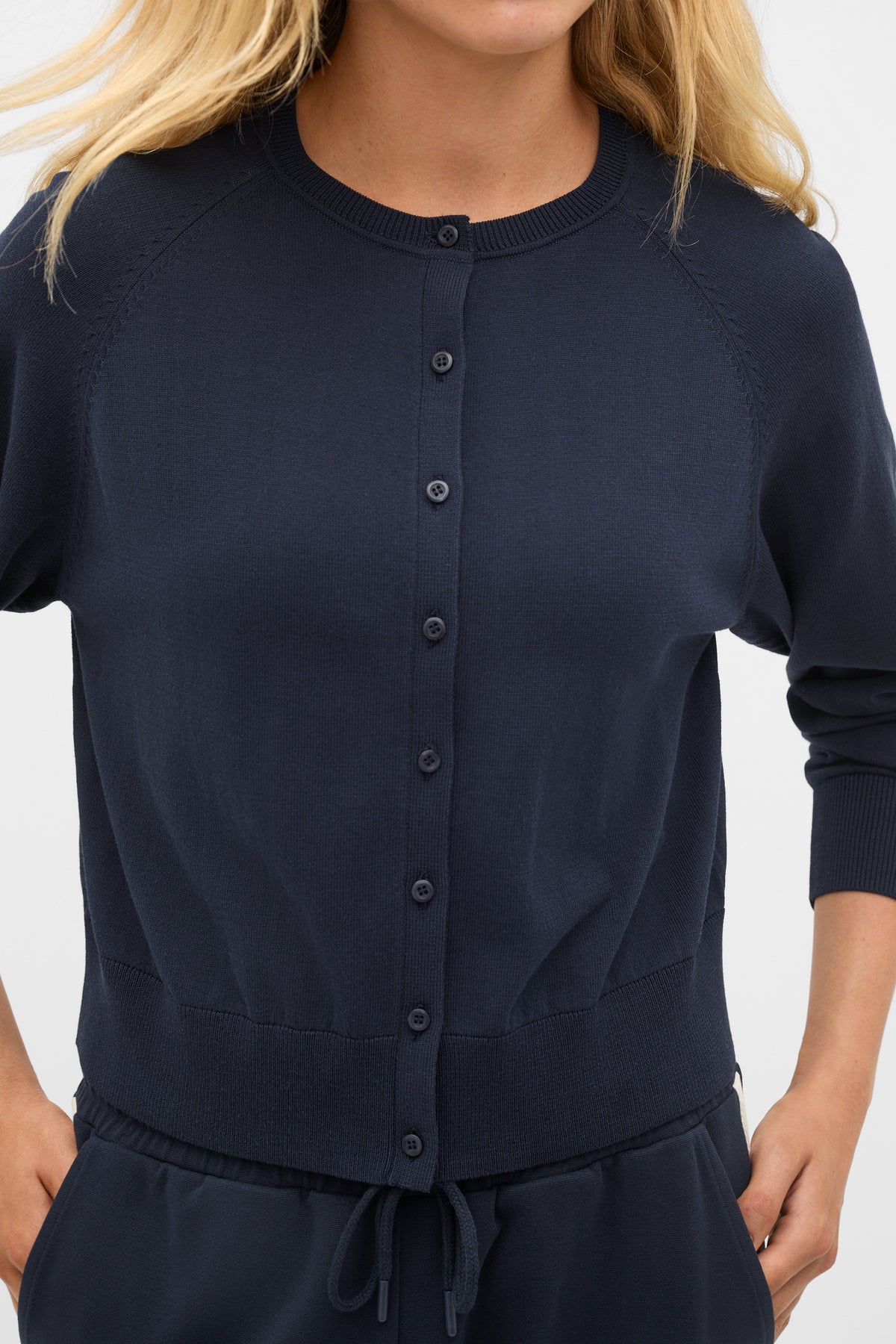Cotton Blend Raglan Cardigan