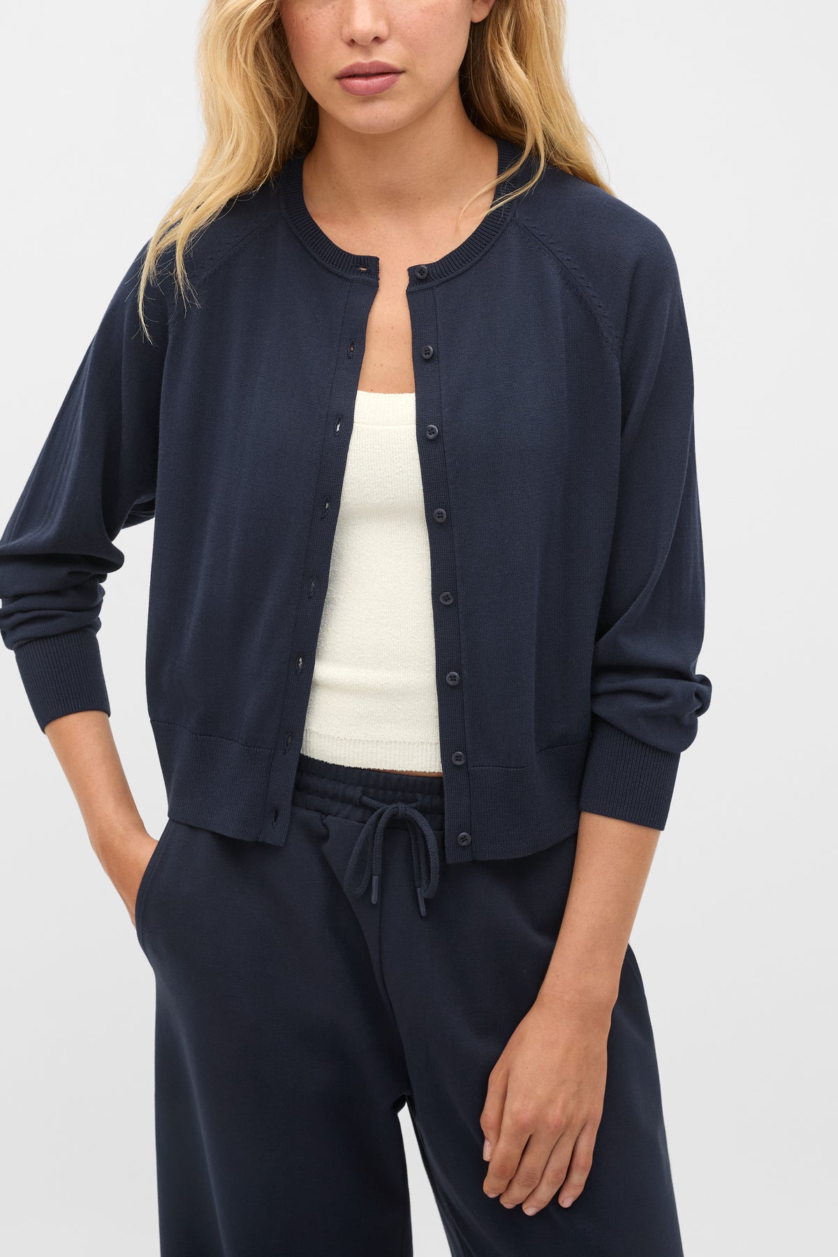 Cotton Blend Raglan Cardigan