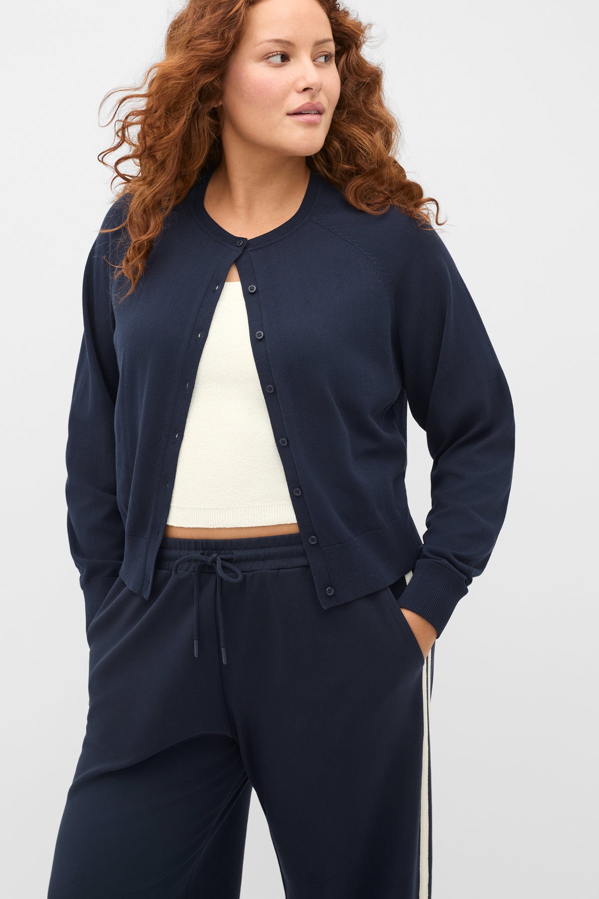 Cotton Blend Raglan Cardigan