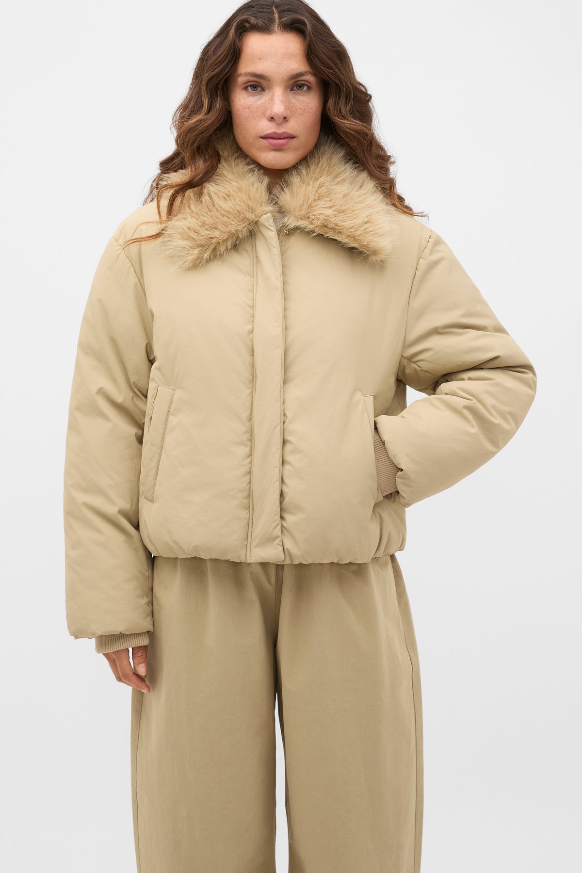 Faux Fur Collar Jacket