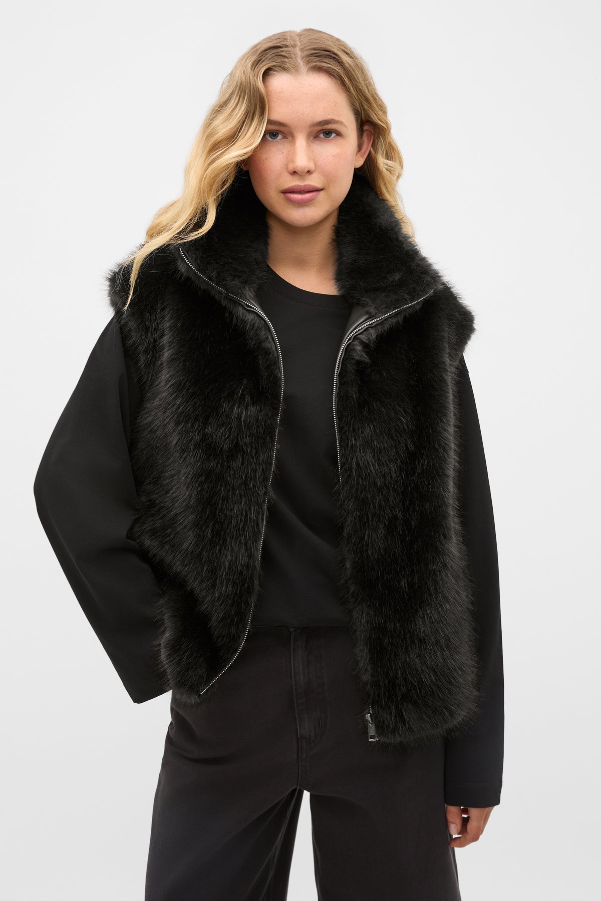 Faux Fur Zip Through Vest